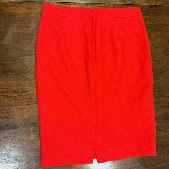 J. Crew NWOT Red 100% Wool Pencil Skirt Classic No. 2 Career Office Midi Vented - Picture 8 of 15